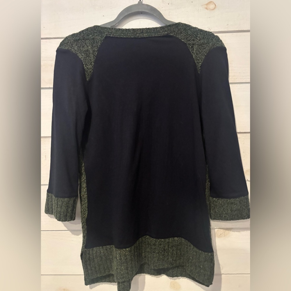 Pilcro and the Letterpress byAnthropology Green/Navy Cable Knit V-Neck Sweater - Picture 10 of 15